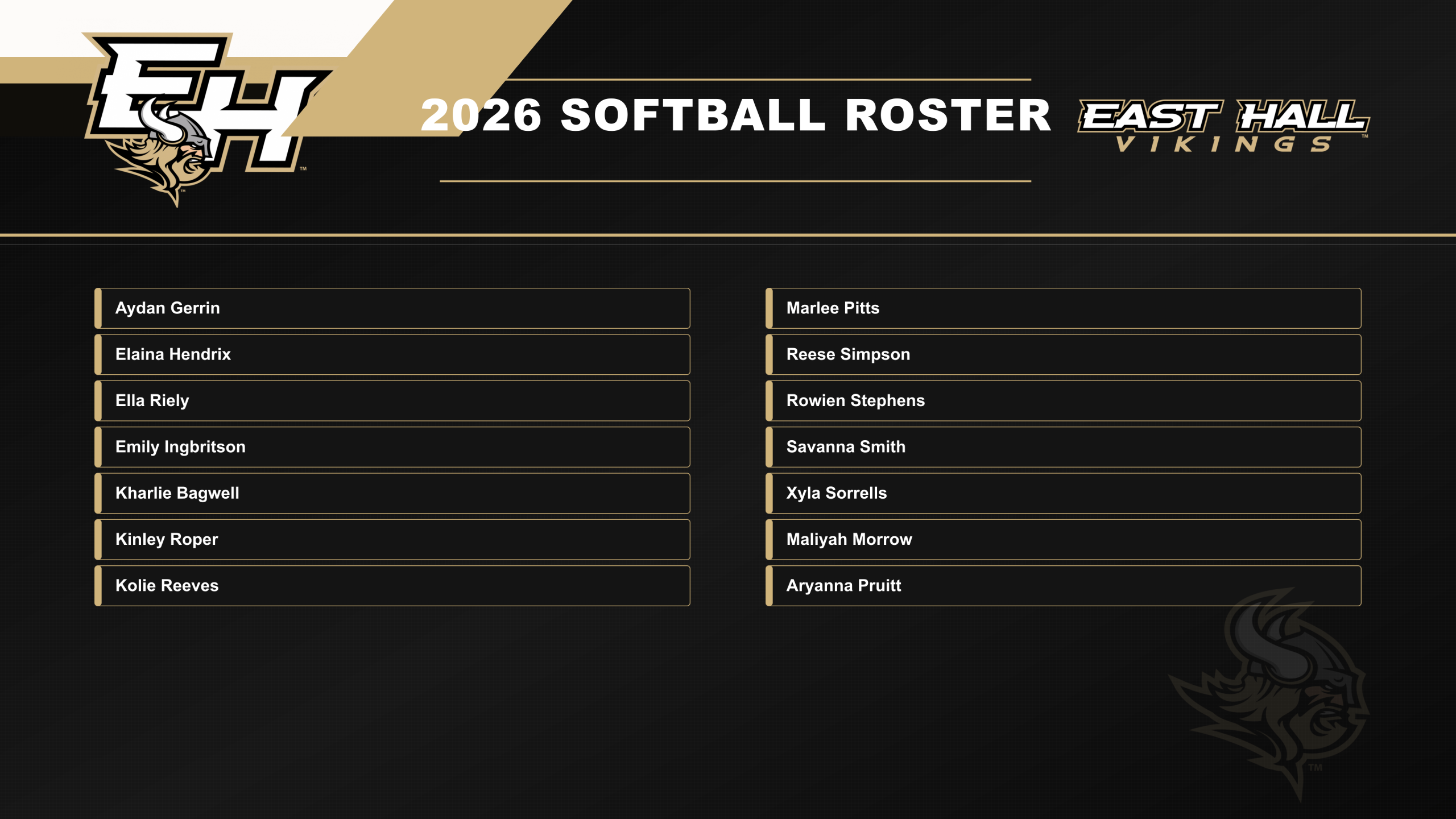 2026-east-hall-softball-roster